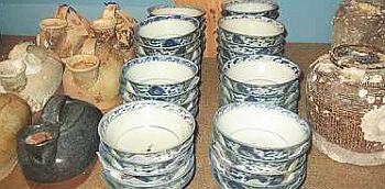 Image: Blue and white ceramics on show/sale at Aquaria KLCC."