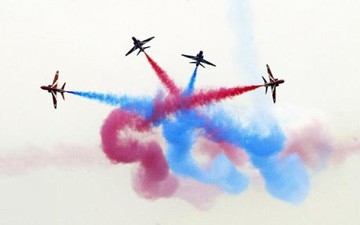 Afbeelding: Het British Royal Air Force Aerobatic Team, The Red Arrows."
