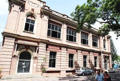 Image: The HSBC bank is currently being given a facelift by the National Heritage Department."