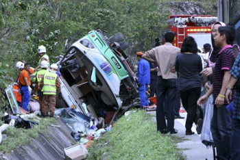 Afbeelding: De restanden van de dubbeldekkerbus in Cameron Highlands."
