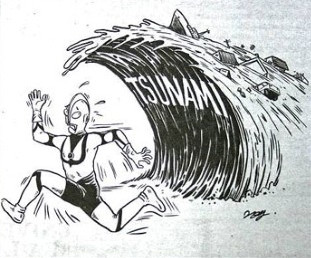 Afbeelding: De bewuste cartoon zoals hij in Berita Harian is verschenen."