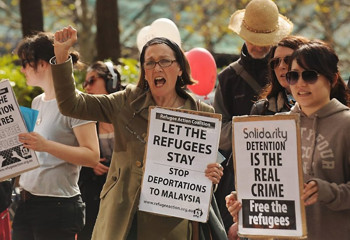 Afbeelding: Protest tegen de migrantenruil in Australië"